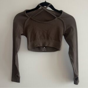 NWOT Chocolate Long Sleeve Ribbed Crop Top